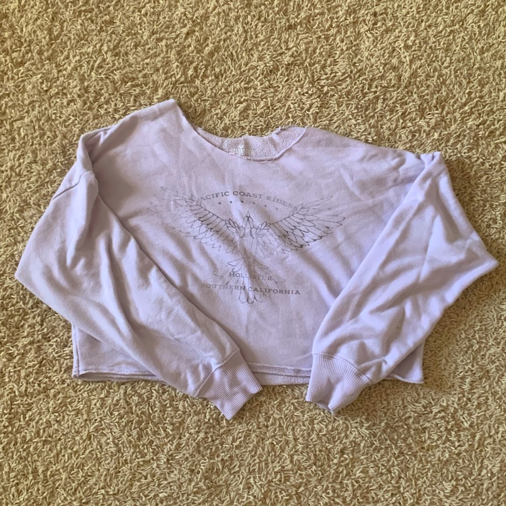 Hollister Cropped Crewneck Sweatshirt Lavender Small
